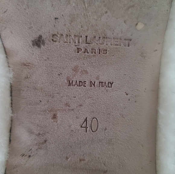 Saint Laurent Shearling Tribute Flat Sandals 40 - Picture 7 of 9